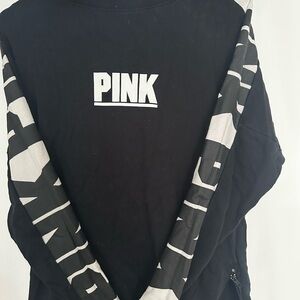 PINK Victoria's Secret Black and White Hoodie